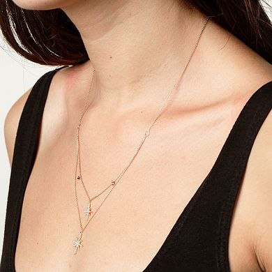 Luxle 14k gold 1/3 Carat T.W. Diamond Double Layer Starburst Necklace