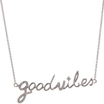 Luxle 14k White Gold 1/10 Carat T.W. Diamond "Good Vibes" Necklace