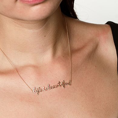 Luxle 14k Gold 1/8 Carat T.W. Diamond "Life is Beautiful" Necklace
