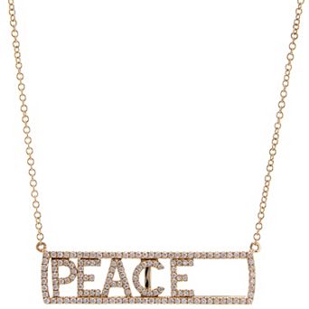 Luxle 14k Gold 3/8 Carat T.W. Diamond "Peace" Necklace