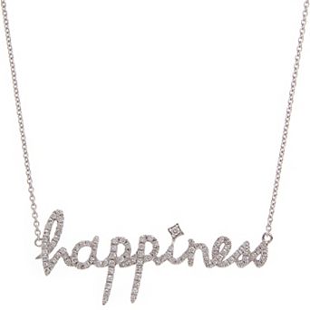 Luxle 14k White Gold 1/3 Carat T.W. Diamond "Happiness" Necklace