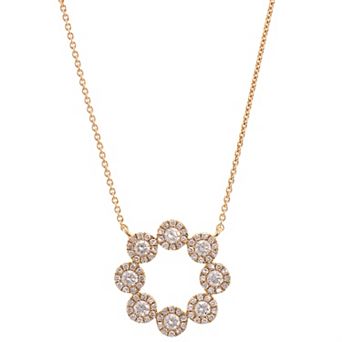 Luxle 14k Gold 1/2 Carat T.W. Diamond Circle Halo Necklace