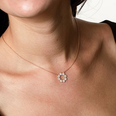 Luxle 14k Gold 1/2 Carat T.W. Diamond Circle Halo Necklace