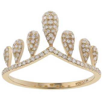 Luxle 14k Gold 3/8 Carat T.W. Diamond Crown Ring