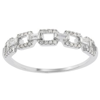 Luxle 14k White Gold 1/4 Carat T.W. Diamond Interlocking Ring