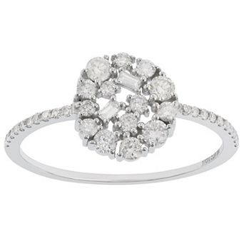 Luxle 14k White Gold 3/8 Carat T.W. Diamond Cluster Ring