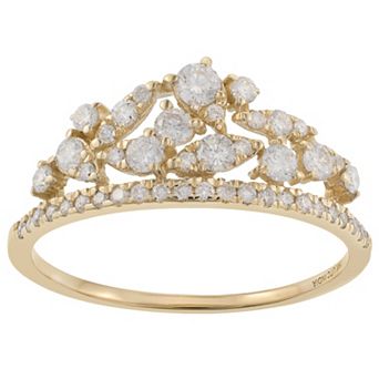 Luxle 14k Gold 1/2 Carat T.W. Diamond Crown Cluster Ring