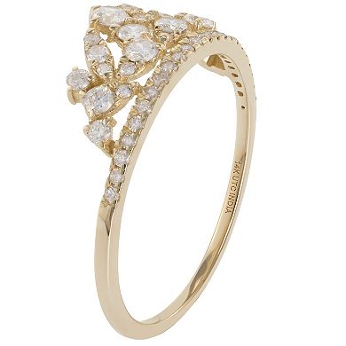 Luxle 14k Gold 1/2 Carat T.W. Diamond Crown Ring