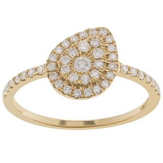 Luxle 14k Gold 1/3 Carat T.W. Diamond Teardrop Ring