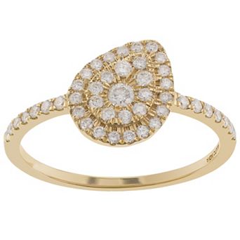 Luxle 14k Gold 1/3 Carat T.W. Diamond Teardrop Ring