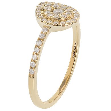 Luxle 14k Gold 1/3 Carat T.W. Diamond Teardrop Ring