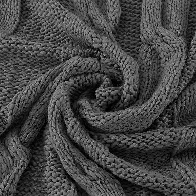 Modern Threads Cable Knit to Sherpa Throw Blanket