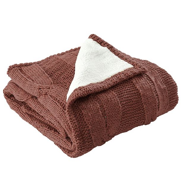 Modern Threads Cable Knit to Sherpa Throw Blanket