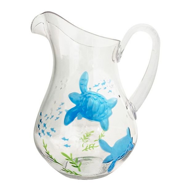 Hand Painted Glass Pitcher Set, Ocean Scene, Tropical Pitcher Set, Palm  Tree Pitcher, Large Glass Pitcher, Water Glass Set, Sangria Pitcher 