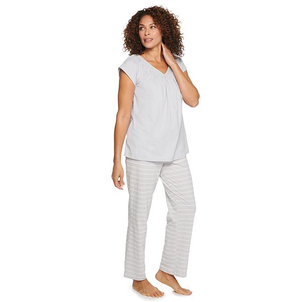 Women's Croft & Barrow® Short Sleeve Pajama Top & Pajama Pants Cotton ...