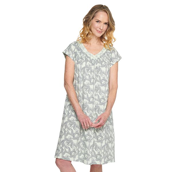 Petite Croft & Barrow® V-Neck Short Sleeve Cotton Nightgown