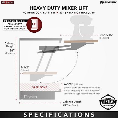 Rev-A-Shelf Heavy Duty Lifting System for Kitchen Base Cabinets, RAS-ML-HDCR