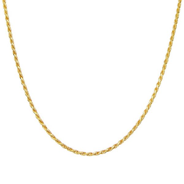 Giorgio di Vicenza Sterling Silver Men's Italian Rope Chain Necklace - Gold Tone (22")