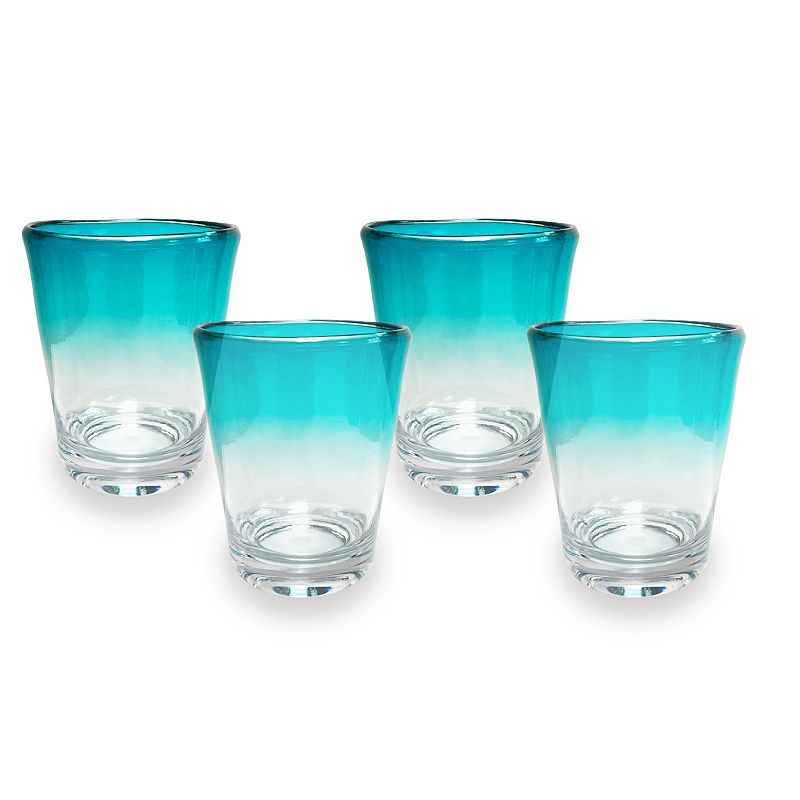Food Network 4-pc. Turquoise Ombre Double Old-Fashioned Acrylic Glass Set, 