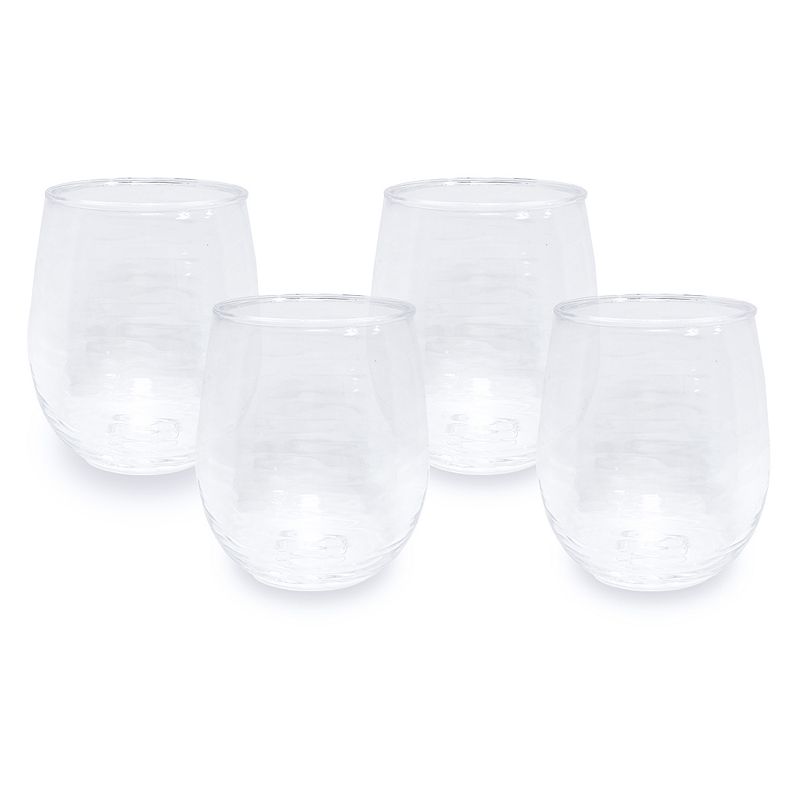 Food Network 4-pc. Clear Textured Acrylic Stemless Wine Glass Set, White