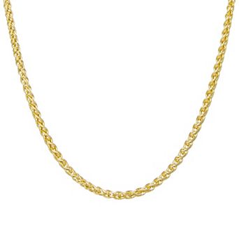 Giorgio di Vicenza 14k Sterling Silver Men's Italian Wheat Chain Necklace