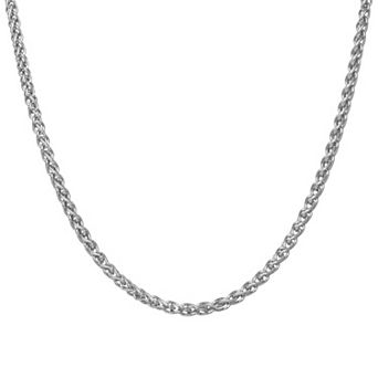 Giorgio di Vicenza 14k Sterling Silver Men's Italian Wheat Chain Necklace