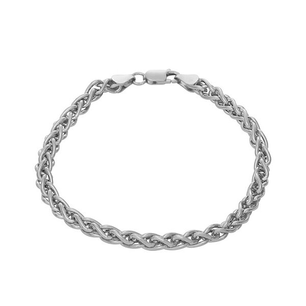 Giorgio di Vicenza Sterling Silver Men's Italian Wheat Chain Bracelet