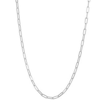 Giorgio di Vicenza Sterling Silver Flat Paper Clip Chain Necklace