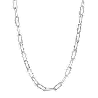 Giorgio di Vicenza Sterling Silver Men's Flat Paper Clip Chain Necklace