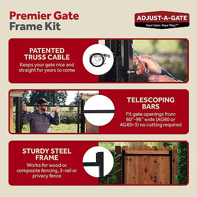 Adjust-A-Gate Steel Frame Gate Building Kit, 60"- 96" Wide Opening Up To 5' High