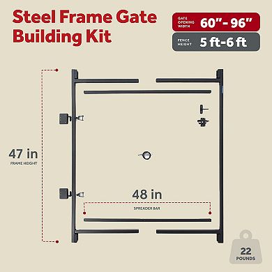 Adjust-A-Gate Steel Frame Gate Building Kit, 60"- 96" Wide Opening Up To 5' High