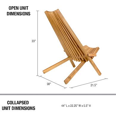 CleverMade Tamarack Low Profile Acacia Wood Lounge Folding Wooden Outdoor Chair