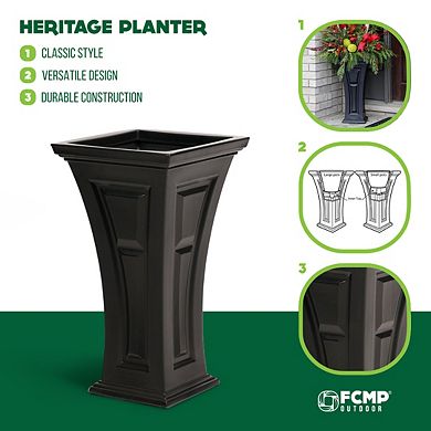 FCMP Outdoor Heritage Self Watering Outdoor Garden Patio Planter Pot, 2 Pack