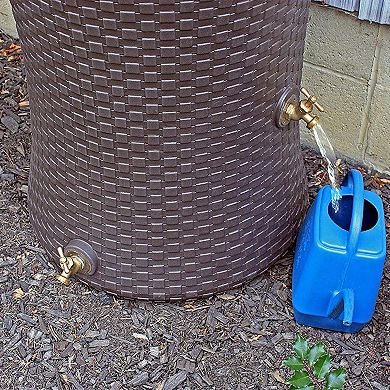 Good Ideas Impressions 50 Gallon Nantucket Rain Barrel Planter, Dark Brown