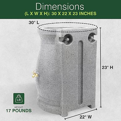 Good Ideas RWURN50-LIG 50 Gallon Rain Saver Wizard Barrel Urn, Light Granite