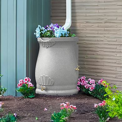 Good Ideas RWURN50-LIG 50 Gallon Rain Saver Wizard Barrel Urn, Light Granite