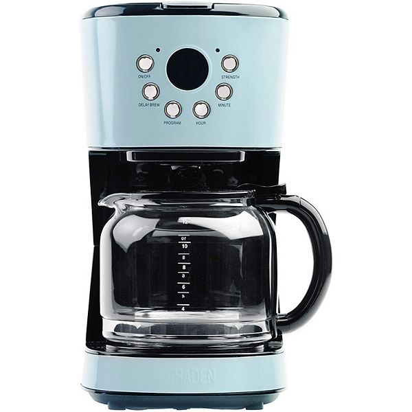 Haden Heritage 12 Cup Programmable Vintage Retro Home Coffee Maker Machine Blue