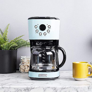 Haden Heritage 12 Cup Programmable Vintage Retro Home Coffee Maker Machine, Blue