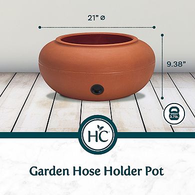 The HC Companies 21 Inch Plastic Outdoor Hose Storage Hideaway Pot, Terra Cotta