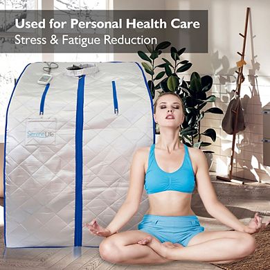 SereneLife Portable Infrared Home Spa 1 Person Steam Sauna with Foot Heating Pad