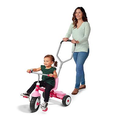 Radio Flyer Deluxe Steer and Stroll Kids Tricycle, Pink