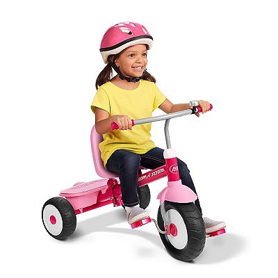 Radio Flyer Deluxe Steer and Stroll Kids Tricycle Pink