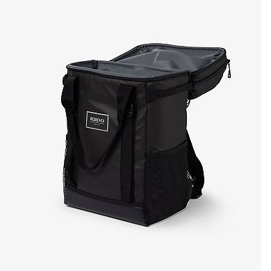 Igloo Pursuit 24 Can Portable Backpack Cooler Bag with Adjustable Straps, Black