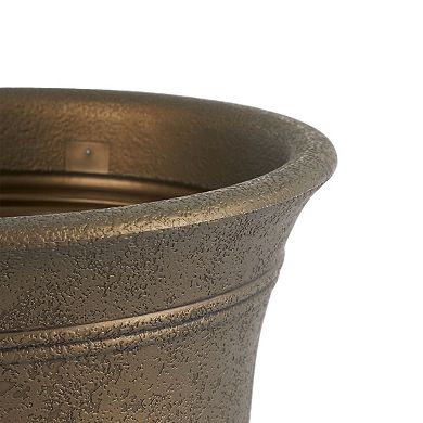 HC Companies Sierra 10 Inch Round Resin Flower Garden Planter Pot, Celtic Bronze