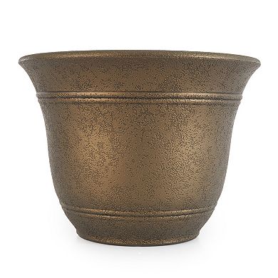 HC Companies Sierra 10 Inch Round Resin Flower Garden Planter Pot, Celtic Bronze