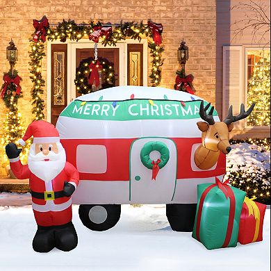 A Holiday Company 8 Ft Wide Inflatable Christmas Santa Camper Lawn ...