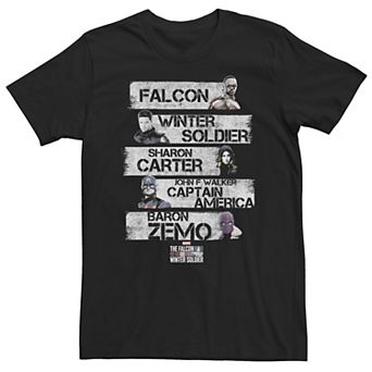 Big & Tall Marvel The Falcon And The Winter Soldier Name Stack Tee