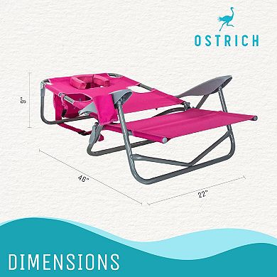 Ostrich On-your-back Outdoor Reclining Beach Lounge Pool Camping Chair, Pink