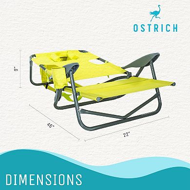 Ostrich On-your-back Outdoor Reclining Beach Lounge Pool Camping Chair, Green