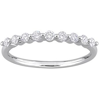 Stella Grace Platinum Over Silver 1/3 Carat T.W. Lab-Grown Diamond Semi-Eternity Ring